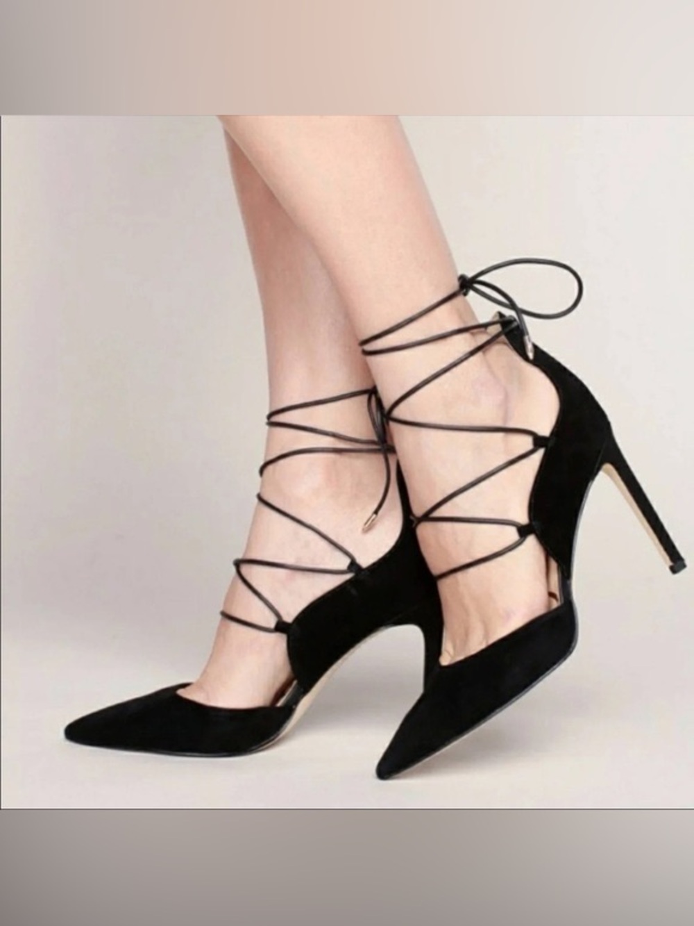 Sam Edelman Helaine Black Suede Lace Up Pumps - Size 8